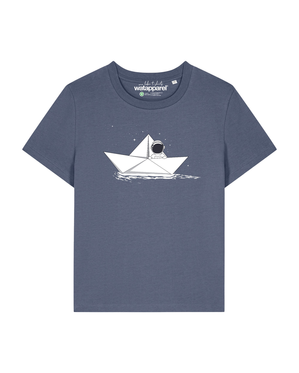 Astronaut in paper boat | T-Shirt Frauen-front;C156