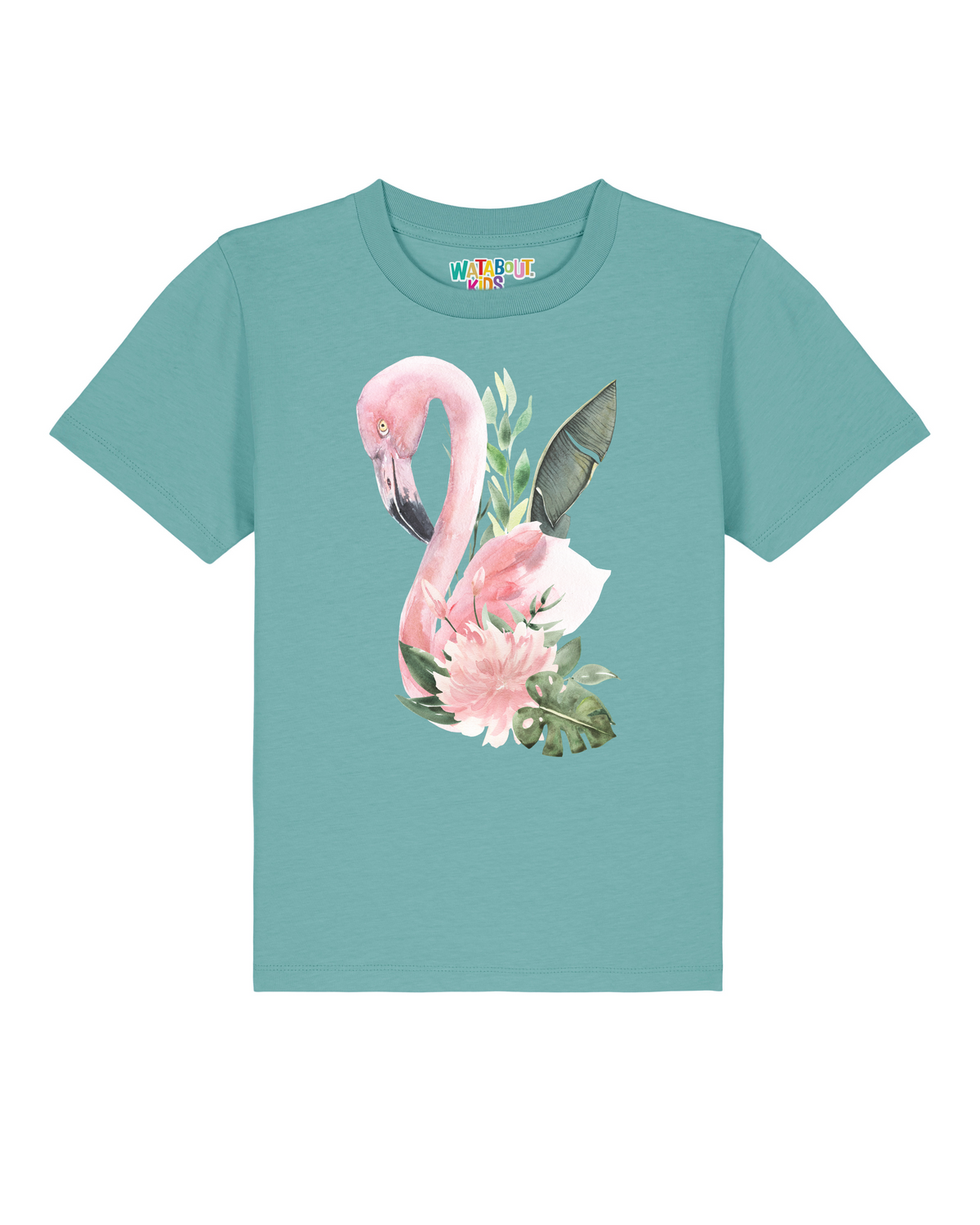 Flamingo mit Blumen | T-Shirt Kinder-front;C060