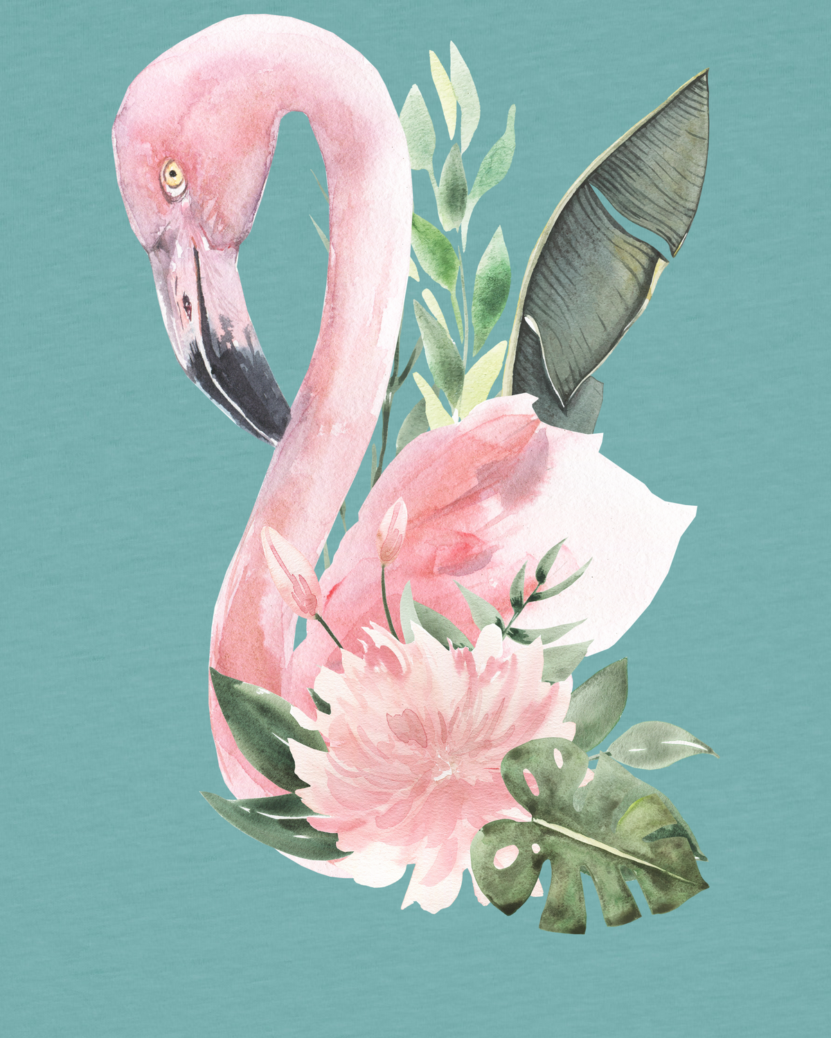 Flamingo mit Blumen | T-Shirt Kinder-detail_front;C060