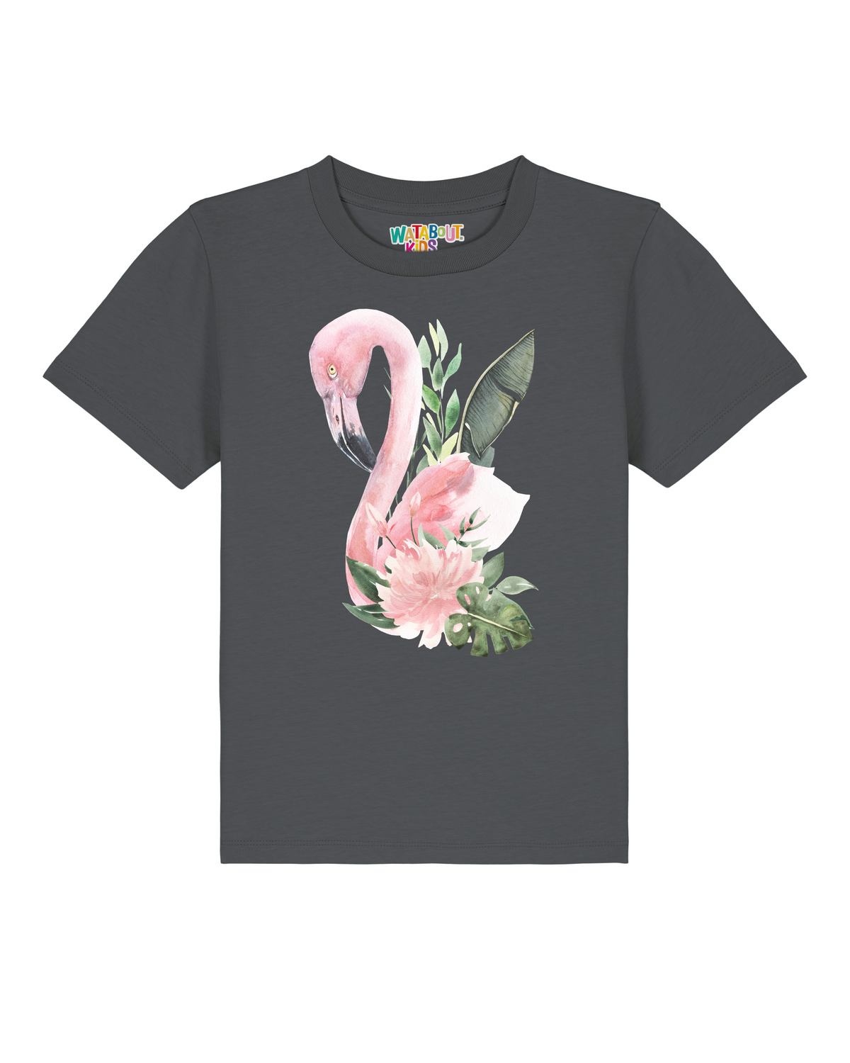 Flamingo mit Blumen | T-Shirt Kinder-front;C253