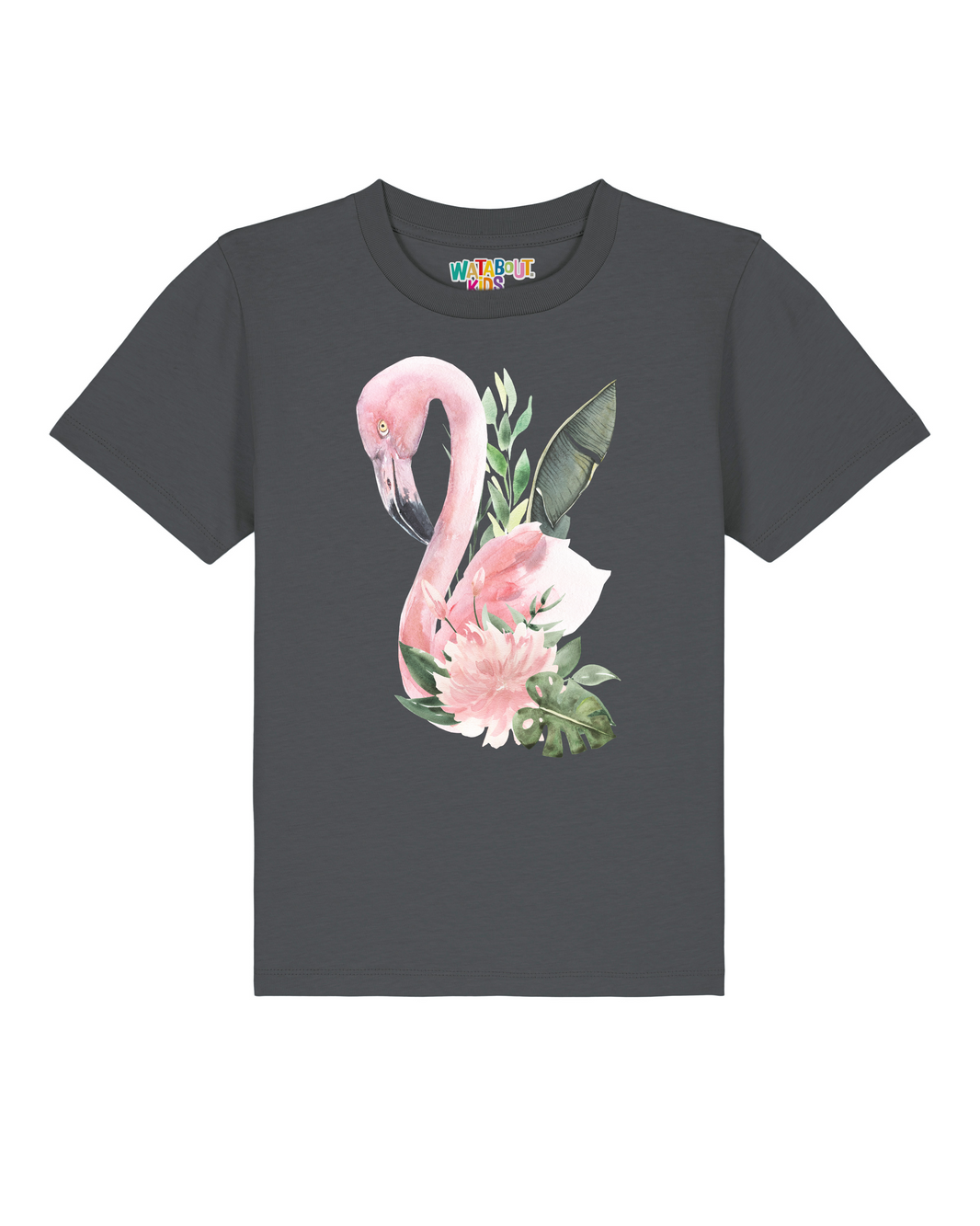 Flamingo mit Blumen | T-Shirt Kinder-front;C253