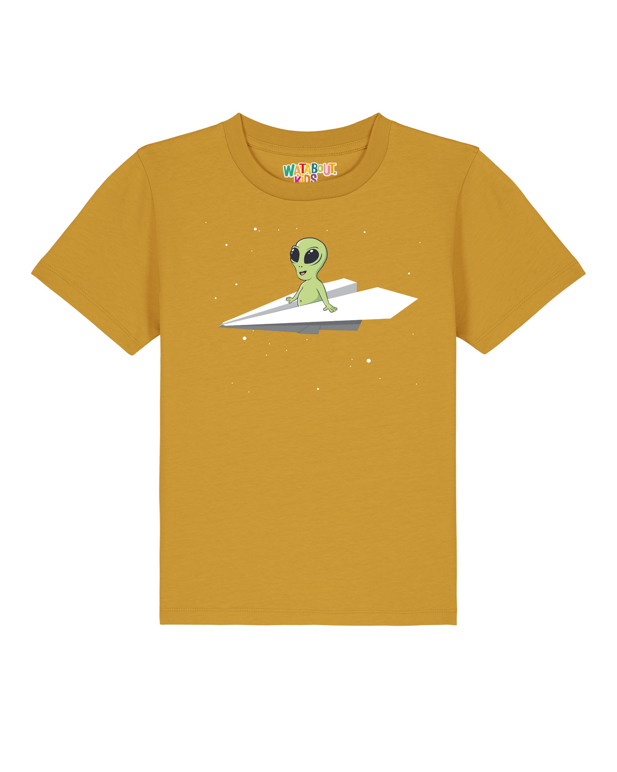 Alien on a paper plane | T-Shirt Kinder-front;C048
